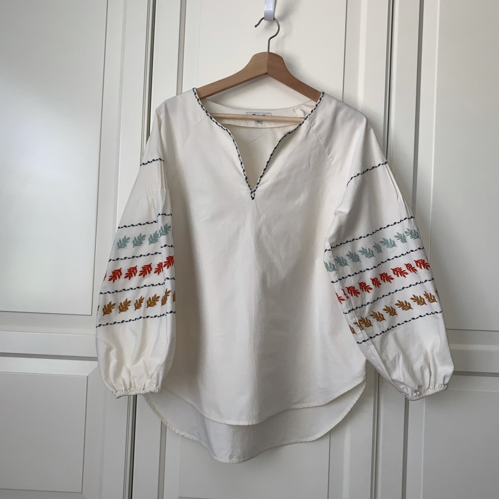 Madewell Embroidered Peasant Top - Picture 3 of 3
